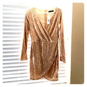 Rose Gold Sequin Dress - Size Large